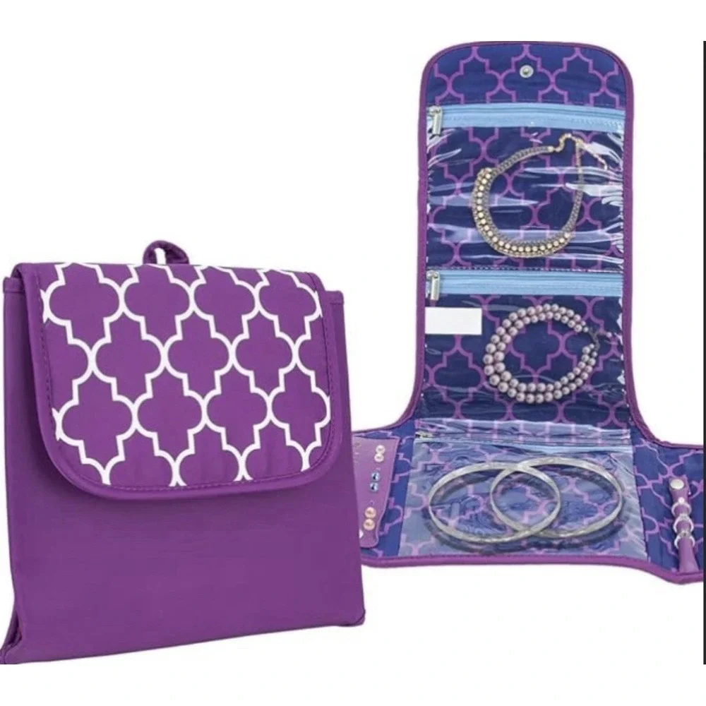 Jewelry Organizer Purple Holds Necklaces Bracelets Rings Earrings Vacation‎ Gift